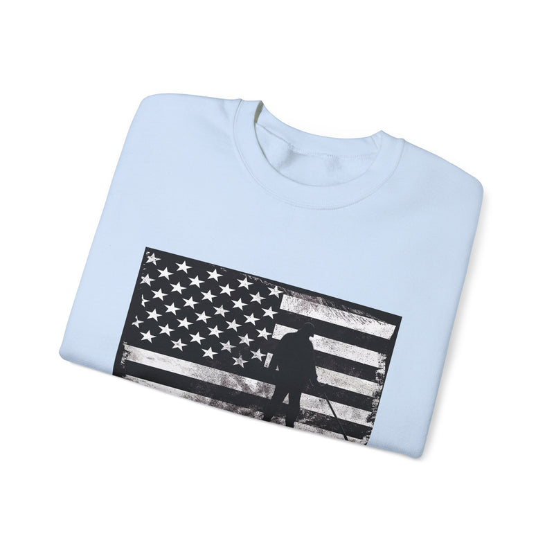 Graphic American Flag with Detectorist, Heavy Blend Crewneck Sweatshirt - sku: 12