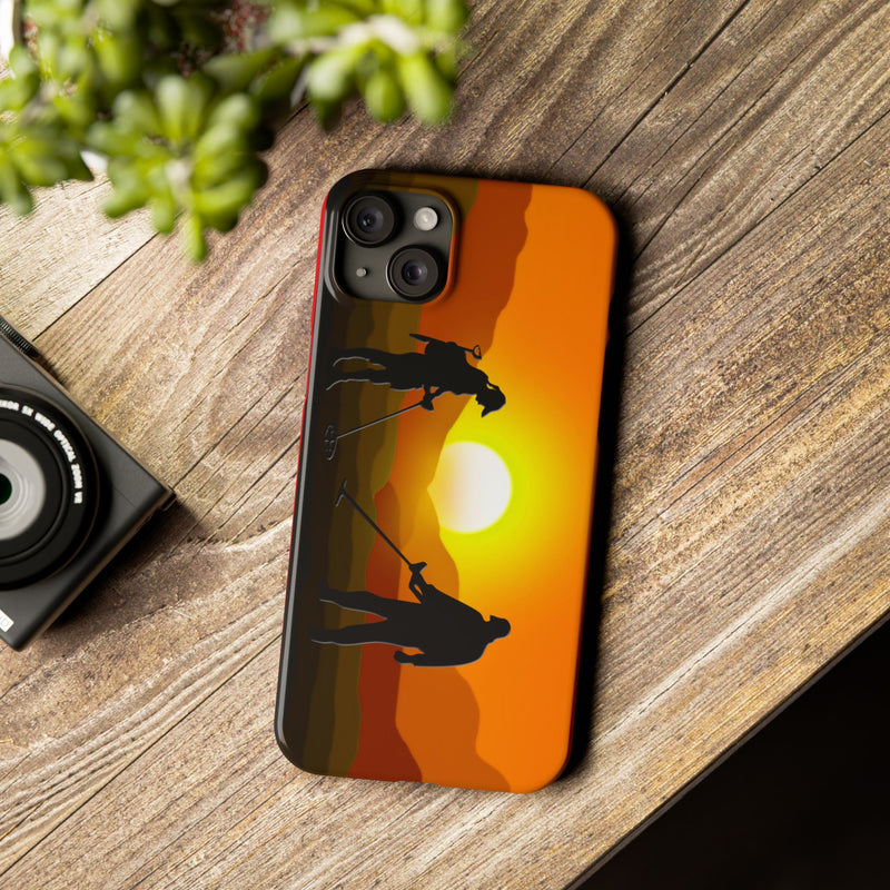 Slim iPhone Red Cases with SUNSET Detector Couple Graphic (iPhone 13-16 series) sku: 145