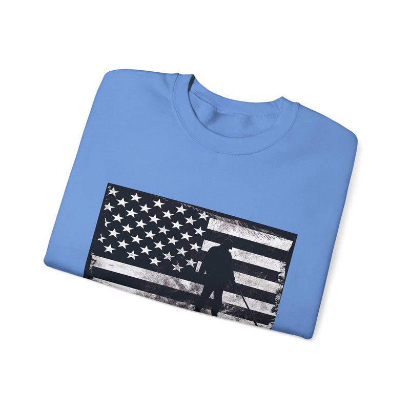 Graphic American Flag with Detectorist, Heavy Blend Crewneck Sweatshirt - sku: 12