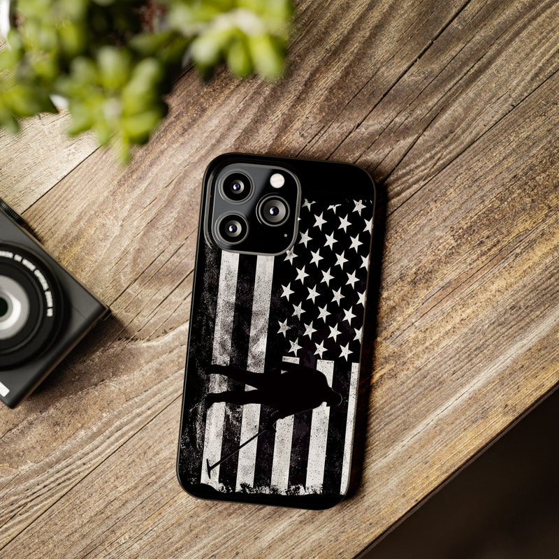 Slim iPhone Black Cases with stylized American Flag and Detectorist (iPhone 13-16 series) sku: 21