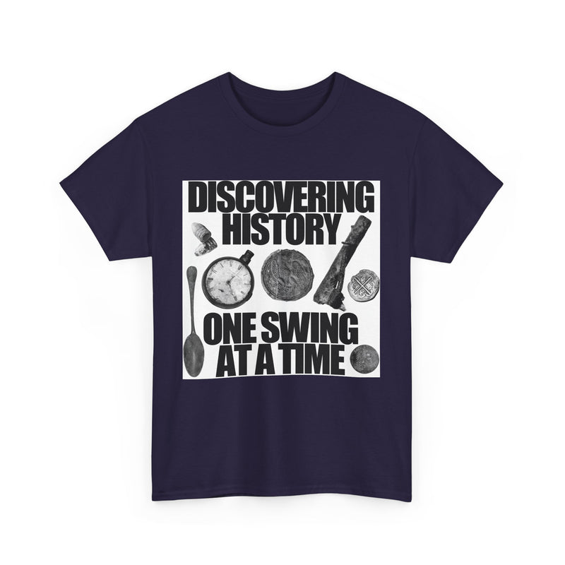 Monochrome Relic "Discovering History One Swing at a Time" design. Heavy weight cotton T-Shirt. FREE SHIPPING