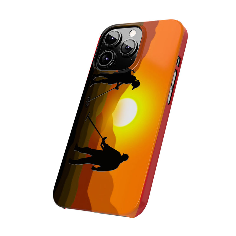 Slim iPhone Red Cases with SUNSET Detector Couple Graphic (iPhone 13-16 series) sku: 145