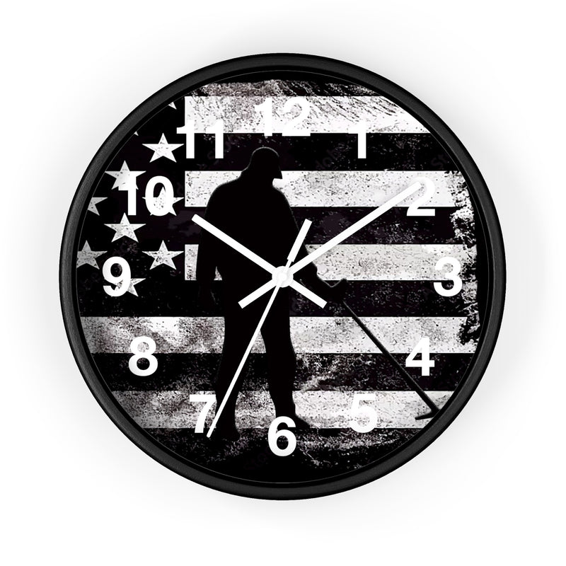 Metal Detectorist American Flag Clock  10"  Battery operated (not included)  sku: 26