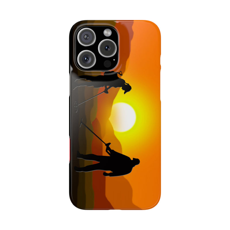 Slim iPhone Red Cases with SUNSET Detector Couple Graphic (iPhone 13-16 series) sku: 145