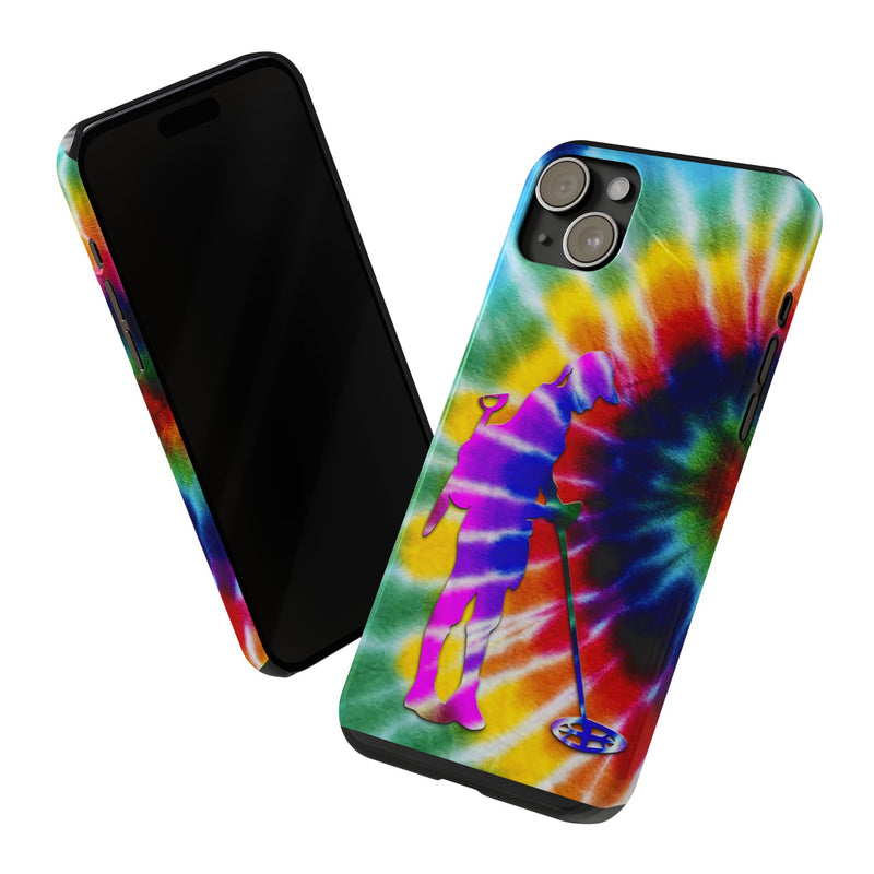 Slim iPhone Black Cases with Female Detectorist, Tie-Dye Design (iPhone 13-16 series)