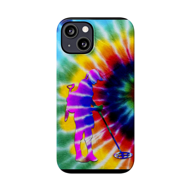 Slim iPhone Black Cases with Female Detectorist, Tie-Dye Design (iPhone 13-16 series)