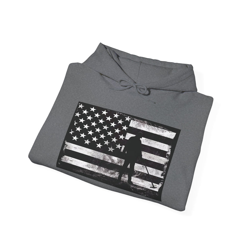 Graphic American Flag with Detectorist, 2-Sided. Thick Weight Hoodie sku: 14