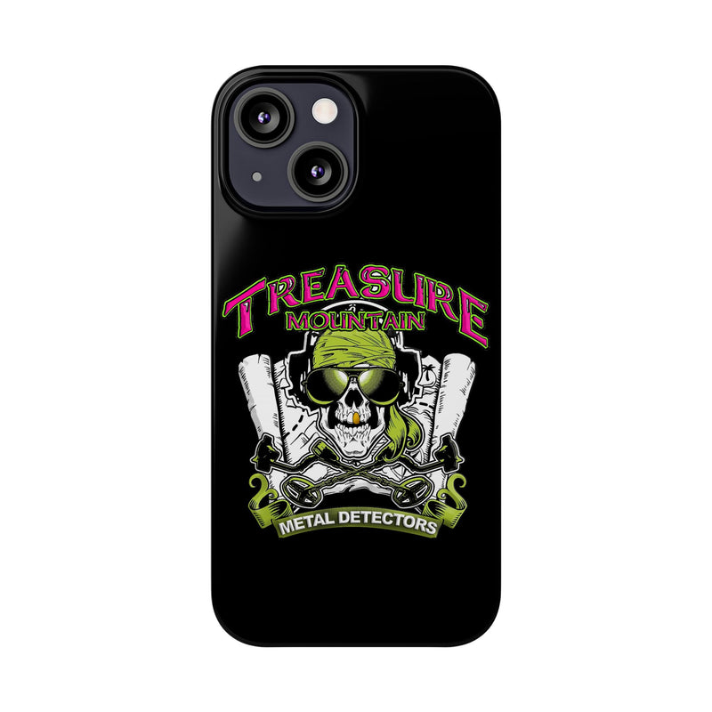 Slim iPhone Black Cases with Treasure Mountain Logo (iPhone 13-16 series)