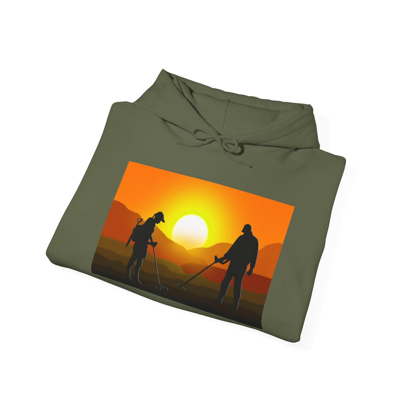 Sunset Detector Couple design on front, graphic coil on back, 2-Sided. Thick Weight Hoodie FREE SHIPPING