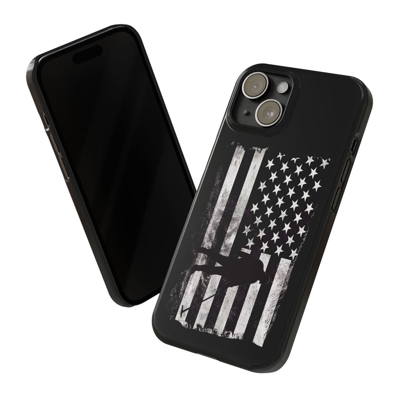 Slim iPhone Black Cases with stylized American Flag and Detectorist (iPhone 13-16 series) sku: 21