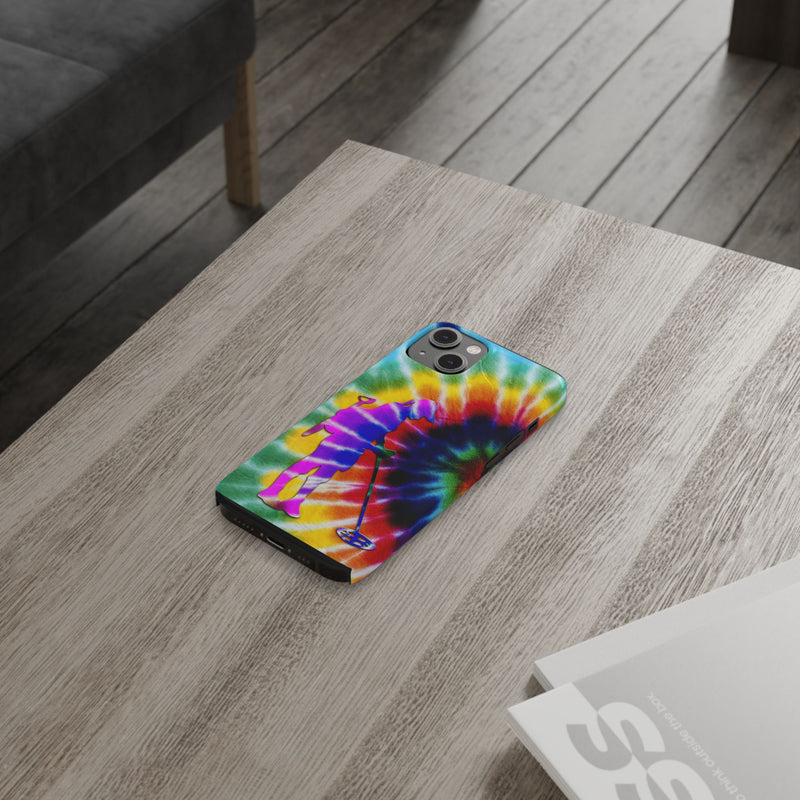 Slim iPhone Black Cases with Female Detectorist, Tie-Dye Design (iPhone 13-16 series)