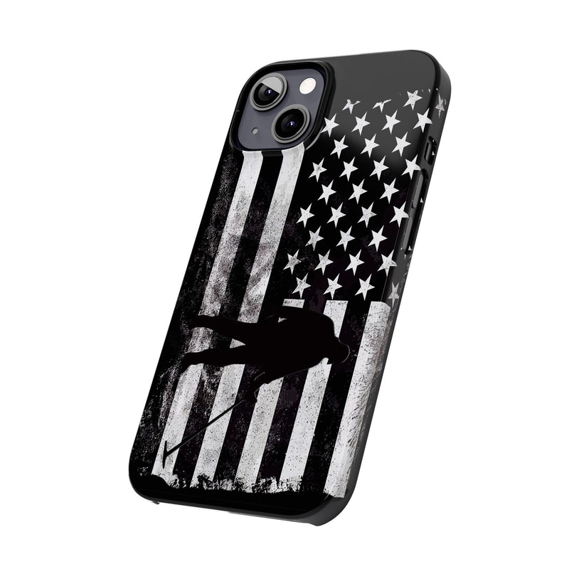 Slim iPhone Black Cases with stylized American Flag and Detectorist (iPhone 13-16 series) sku: 21