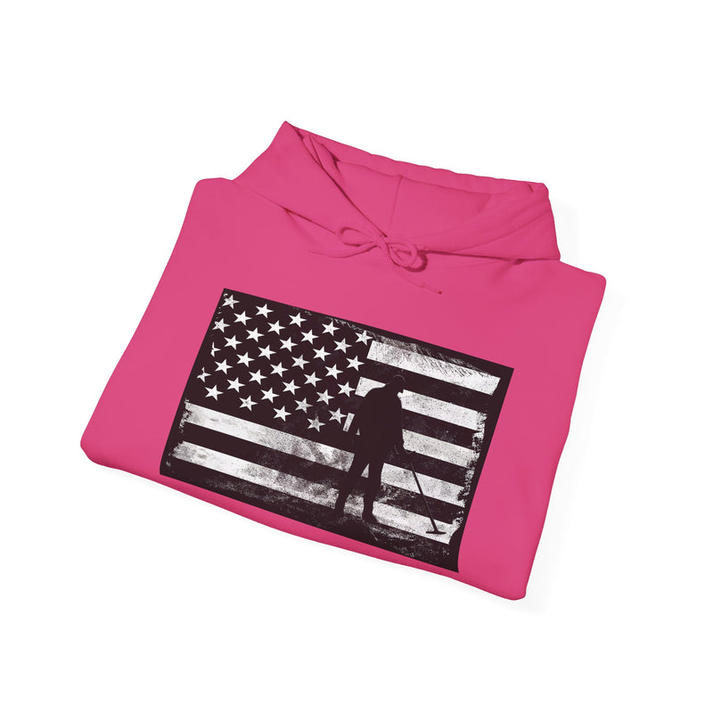 Graphic American Flag with Detectorist, 2-Sided. Thick Weight Hoodie sku: 14