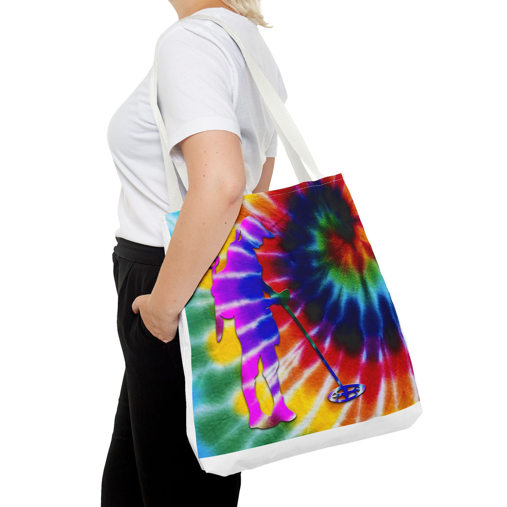 18X18" Abstact Tie-Dye with Female Detectorist design. 1 sided print. FREE SHIPPING