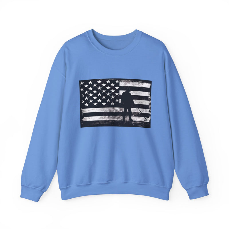 Graphic American Flag with Detectorist, Heavy Blend Crewneck Sweatshirt - sku: 12