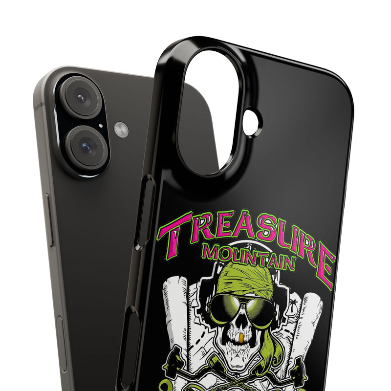 Slim iPhone Black Cases with Treasure Mountain Logo (iPhone 13-16 series)