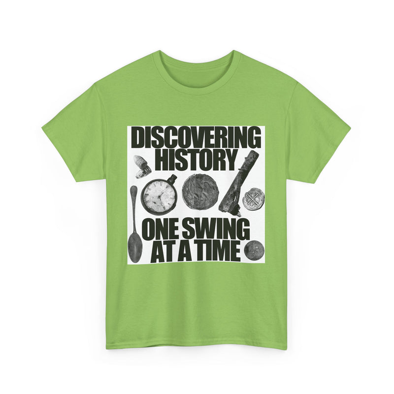 Monochrome Relic "Discovering History One Swing at a Time" design. Heavy weight cotton T-Shirt. FREE SHIPPING