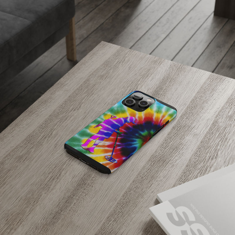 Slim iPhone Black Cases with Female Detectorist, Tie-Dye Design (iPhone 13-16 series)