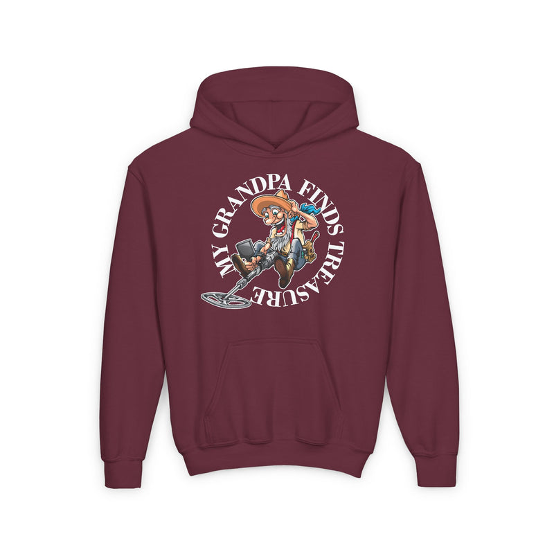 Youth Heavy Blend Hoodie "My Grandpa Finds Treasure" with Prospector - 2-Sided Print   S-XL  sku: