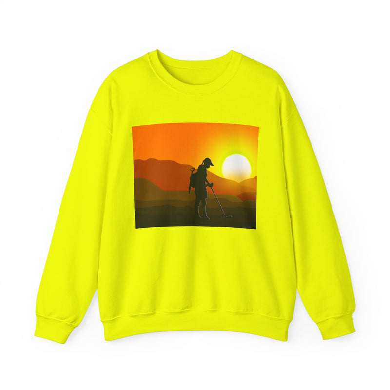 Heavy Blend Crewneck Sweatshirt - Female Detectorist with Sunset Design. 1-sided. FREE SHIPPING