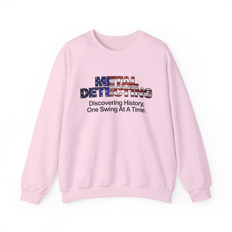 Discovering History Metal Detecting American Flag motif, Heavy Blend Crewneck Sweatshirt - sku: 15