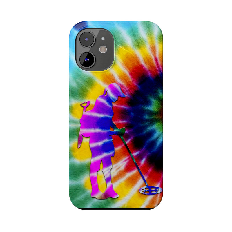 Slim iPhone Black Cases with Female Detectorist, Tie-Dye Design (iPhone 13-16 series)