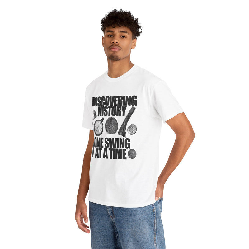 Monochrome Relic "Discovering History One Swing at a Time" design. Heavy weight cotton T-Shirt. FREE SHIPPING