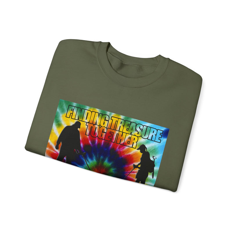 'Finding Treasure Together' Tie Dye, Heavy Blend Crewneck Sweatshirt - 1-sided print. S-XXXXX. sku 191