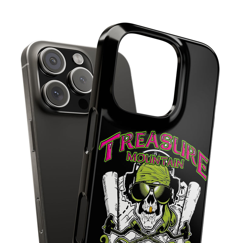 Slim iPhone Black Cases with Treasure Mountain Logo (iPhone 13-16 series)