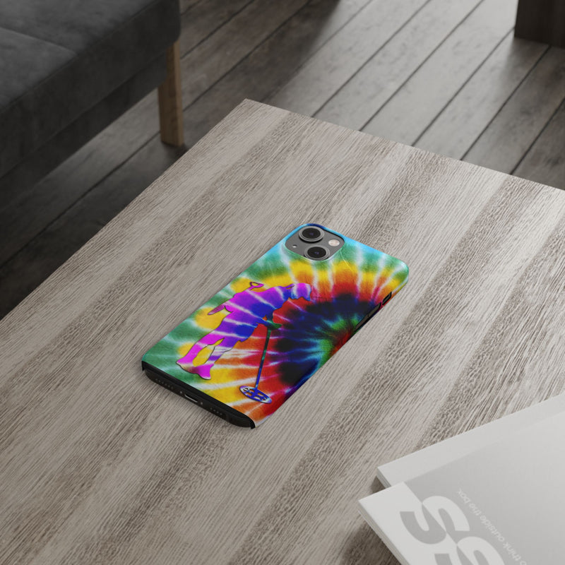 Slim iPhone Black Cases with Female Detectorist, Tie-Dye Design (iPhone 13-16 series)