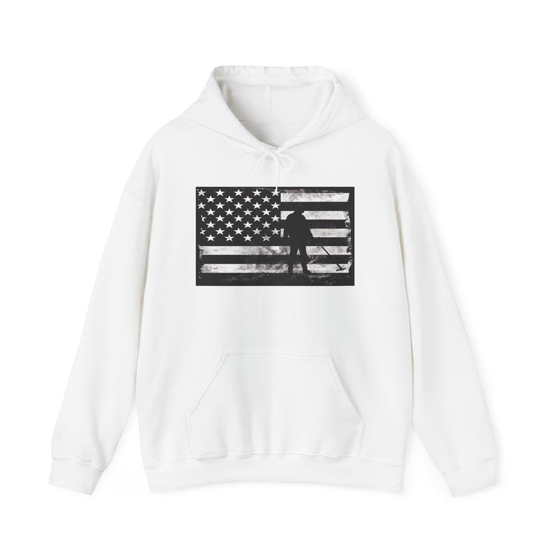 Graphic American Flag with Detectorist, 2-Sided. Thick Weight Hoodie sku: 14