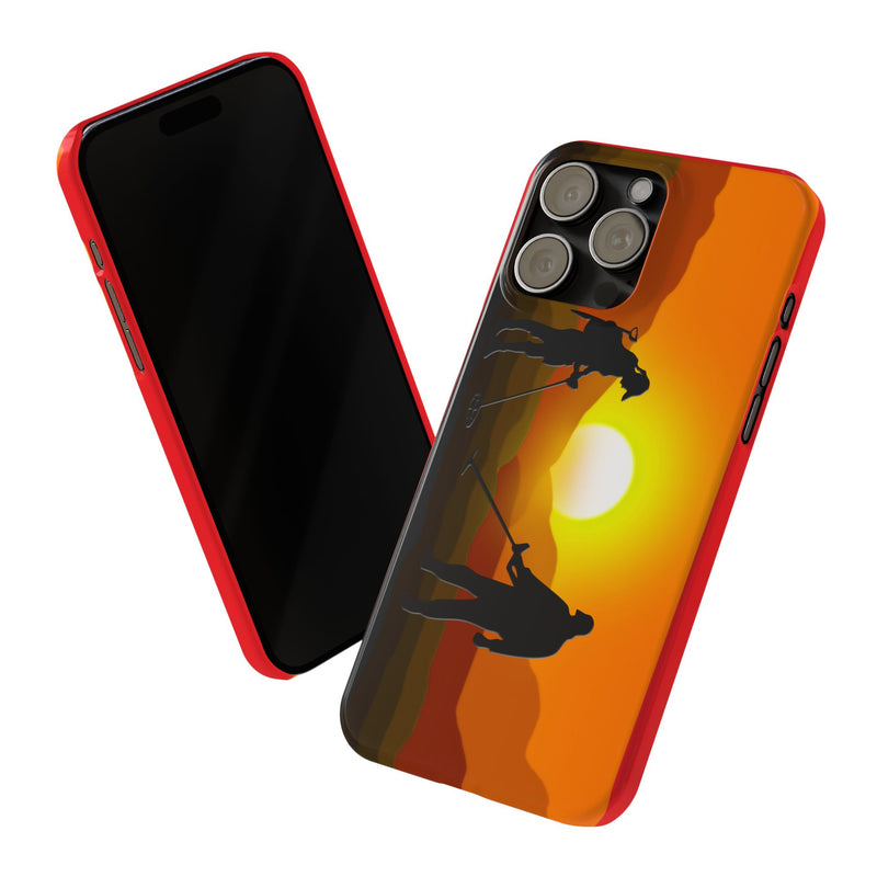 Slim iPhone Red Cases with SUNSET Detector Couple Graphic (iPhone 13-16 series) sku: 145