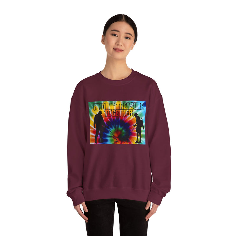 'Finding Treasure Together' Tie Dye, Heavy Blend Crewneck Sweatshirt - 1-sided print. S-XXXXX. sku 191