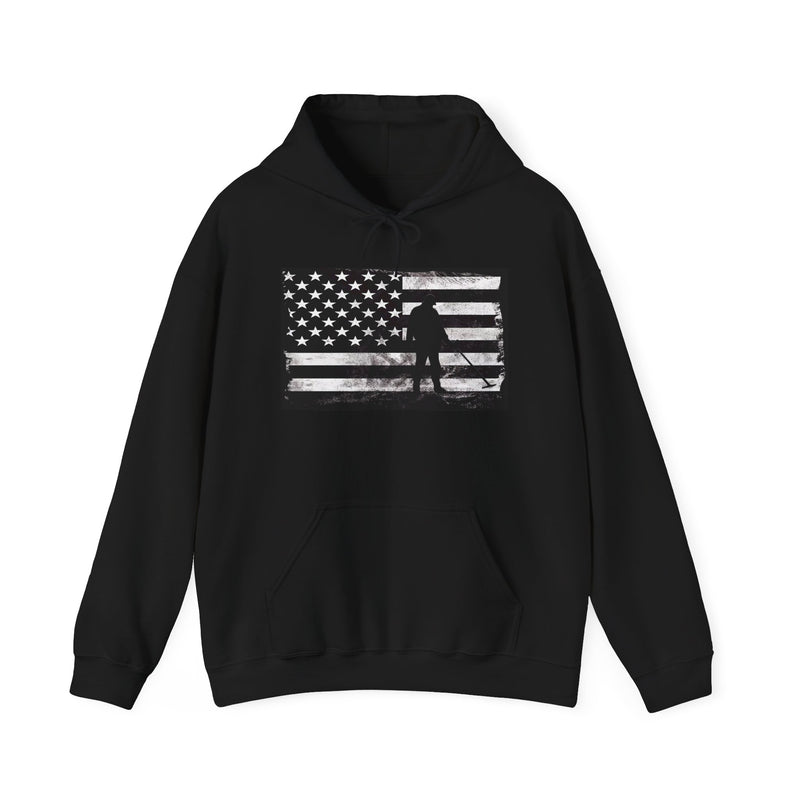 Graphic American Flag with Detectorist, 2-Sided. Thick Weight Hoodie sku: 14