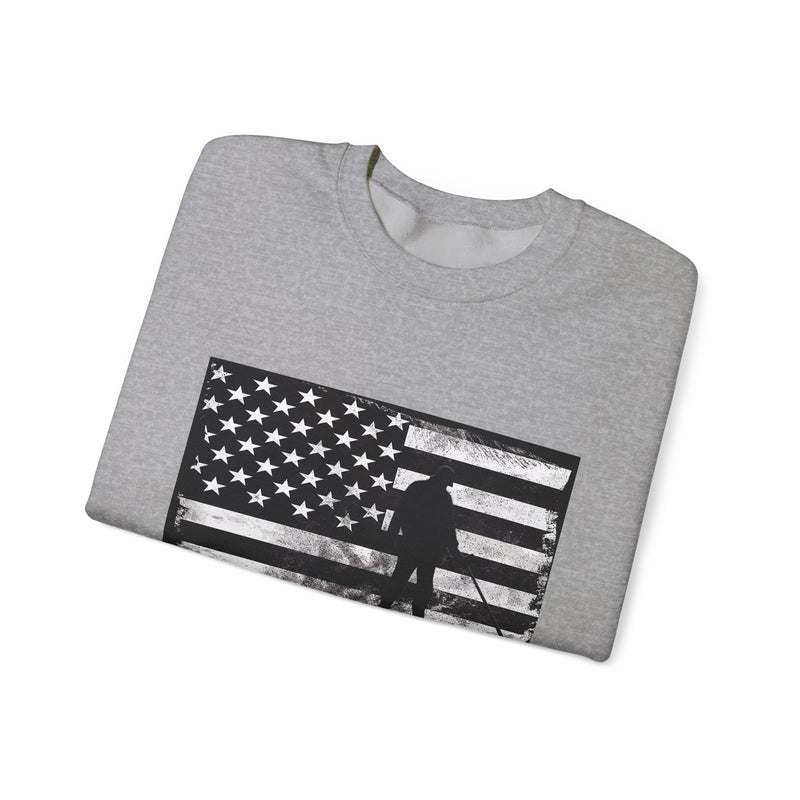 Graphic American Flag with Detectorist, Heavy Blend Crewneck Sweatshirt - sku: 12