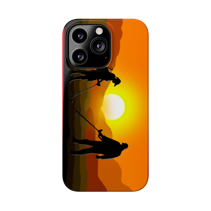 Slim iPhone Red Cases with SUNSET Detector Couple Graphic (iPhone 13-16 series) sku: 145