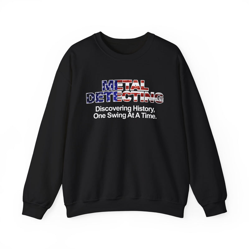 Discovering History Metal Detecting American Flag motif, Heavy Blend Crewneck Sweatshirt - sku: 15