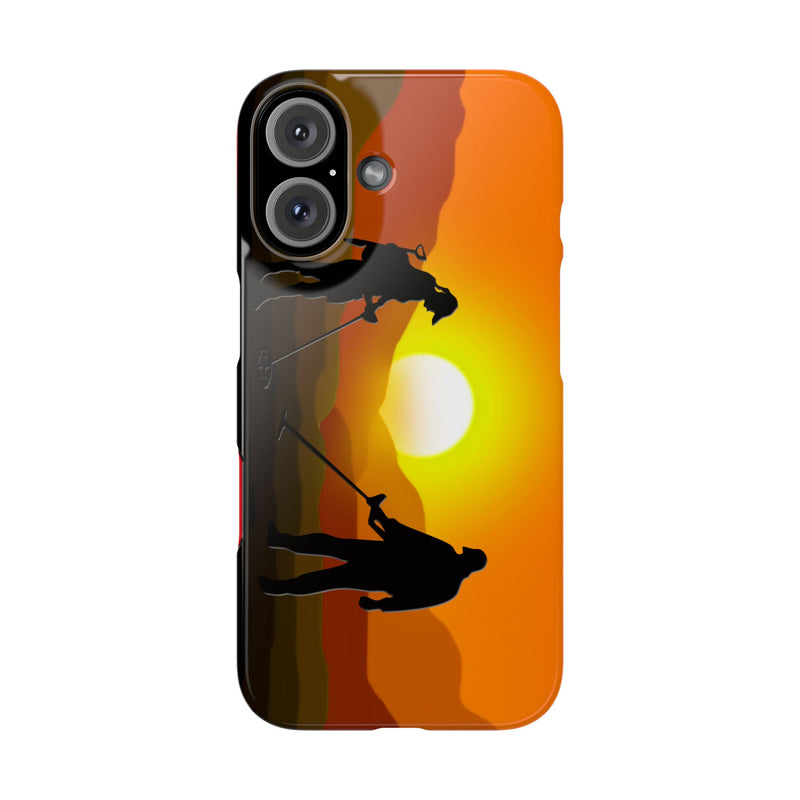 Slim iPhone Red Cases with SUNSET Detector Couple Graphic (iPhone 13-16 series) sku: 145