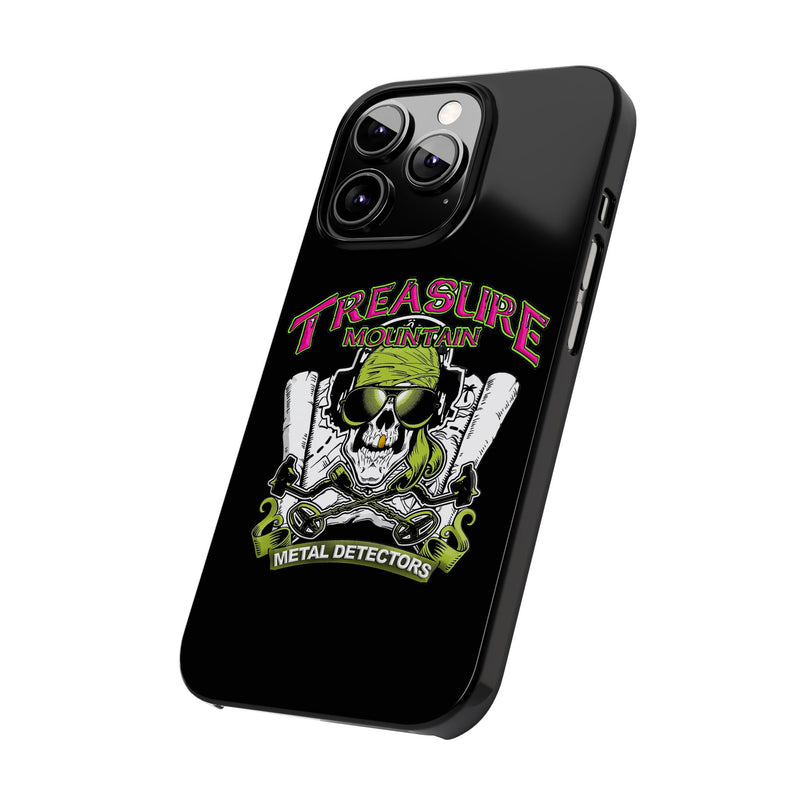 Slim iPhone Black Cases with Treasure Mountain Logo (iPhone 13-16 series)