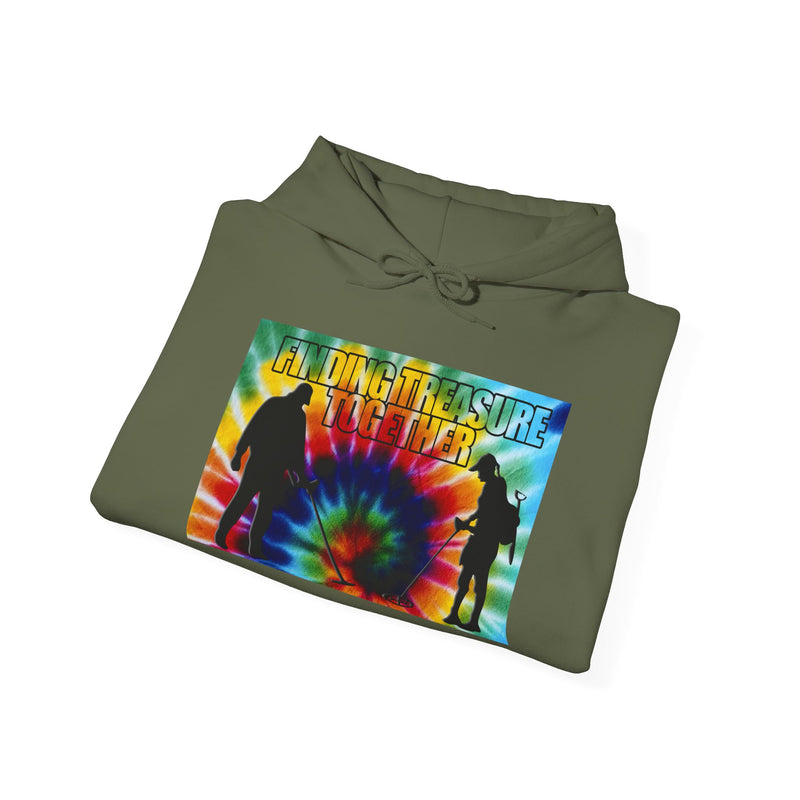 'Finding Treasure Together' Tie dye 2-Sided Metal Detecting Thick Weight Hoodie FREE SHIPPING