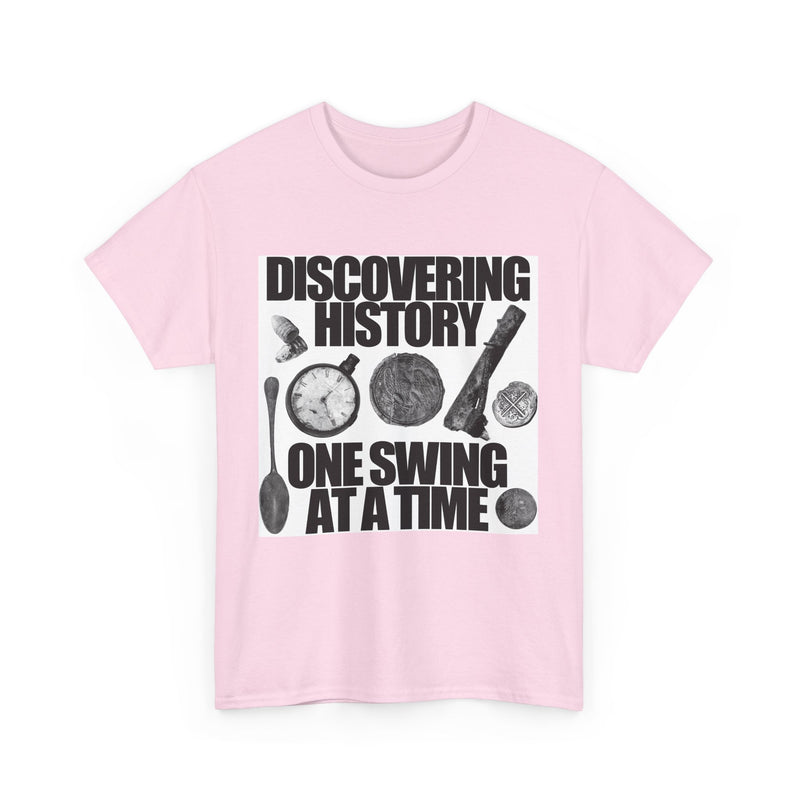 Monochrome Relic "Discovering History One Swing at a Time" design. Heavy weight cotton T-Shirt. FREE SHIPPING