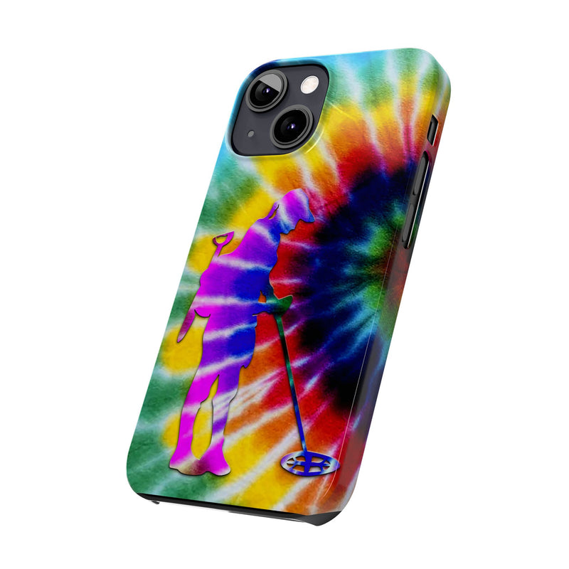 Slim iPhone Black Cases with Female Detectorist, Tie-Dye Design (iPhone 13-16 series)