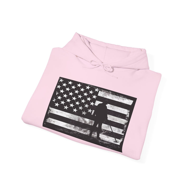 Graphic American Flag with Detectorist, 2-Sided. Thick Weight Hoodie sku: 14