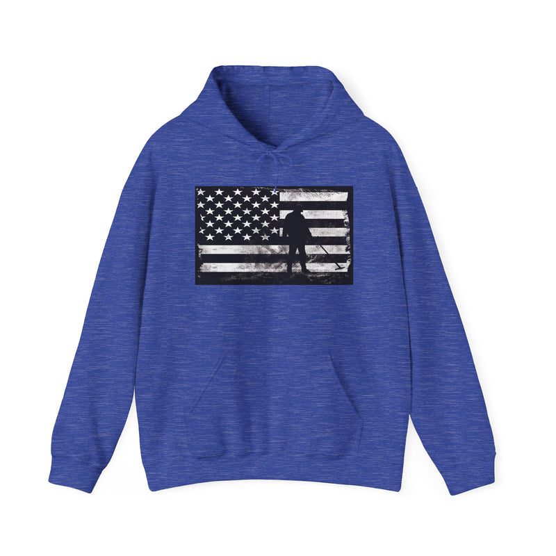 Graphic American Flag with Detectorist, 2-Sided. Thick Weight Hoodie sku: 14