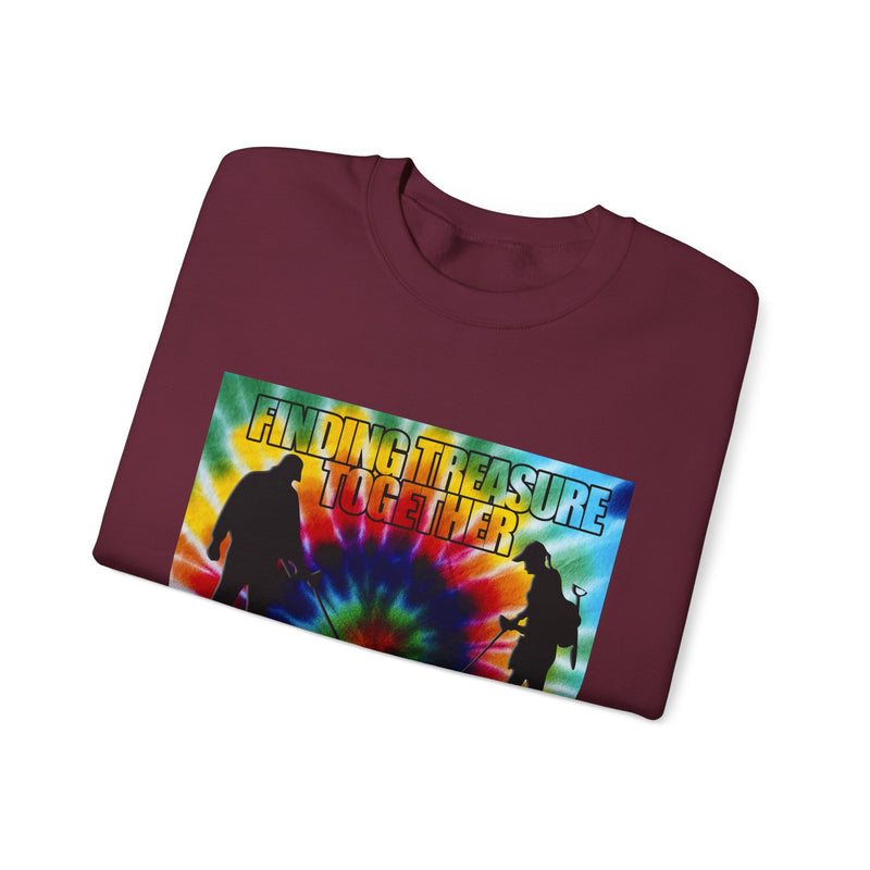 'Finding Treasure Together' Tie Dye, Heavy Blend Crewneck Sweatshirt - 1-sided print. S-XXXXX. sku 191