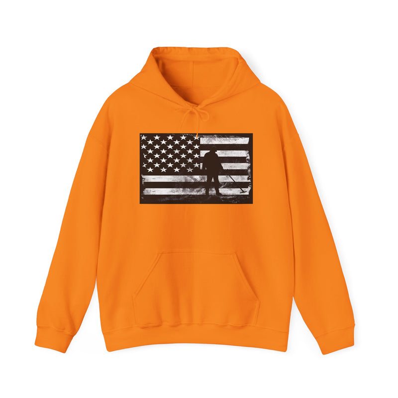 Graphic American Flag with Detectorist, 2-Sided. Thick Weight Hoodie sku: 14