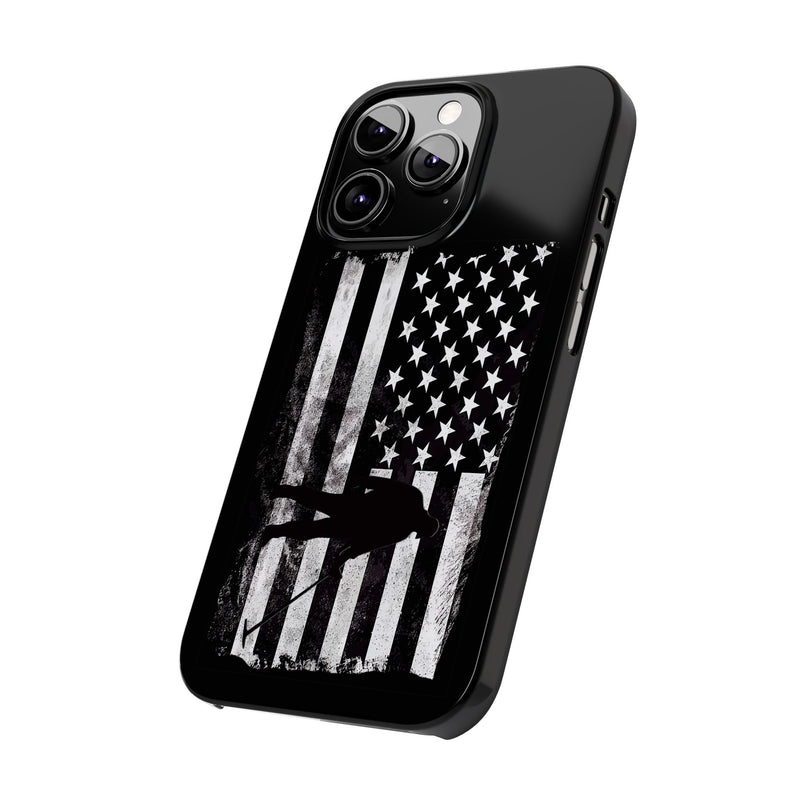 Slim iPhone Black Cases with stylized American Flag and Detectorist (iPhone 13-16 series) sku: 21