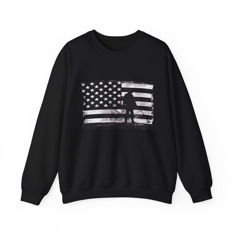 Graphic American Flag with Detectorist, Heavy Blend Crewneck Sweatshirt - sku: 12