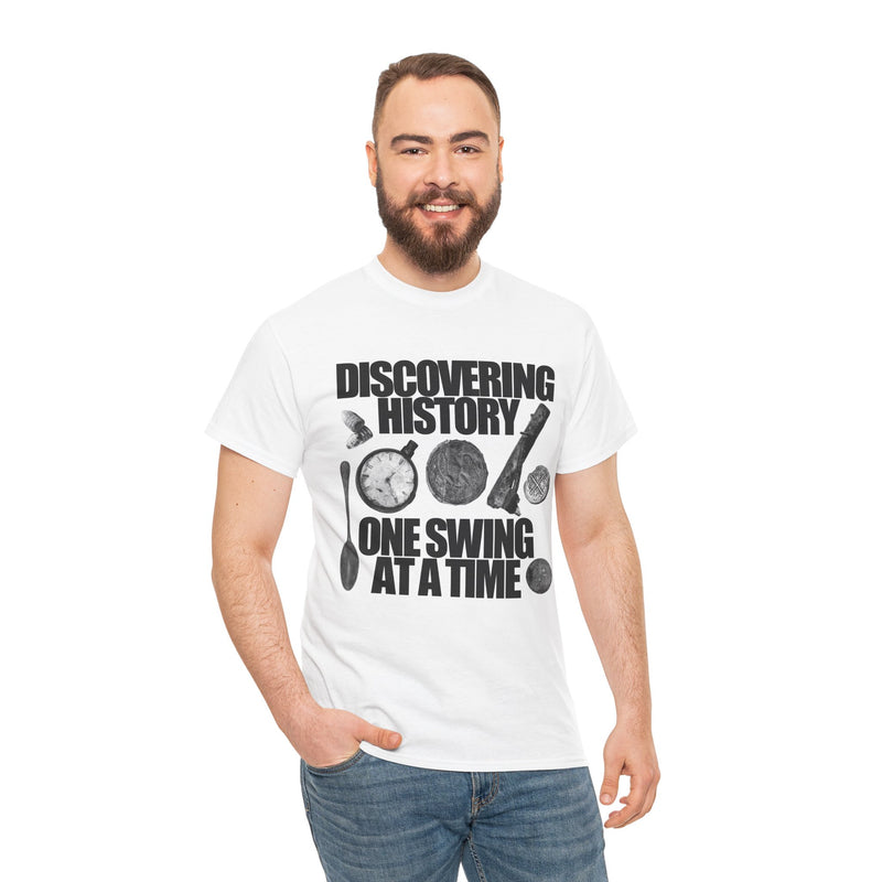 Monochrome Relic "Discovering History One Swing at a Time" design. Heavy weight cotton T-Shirt. FREE SHIPPING