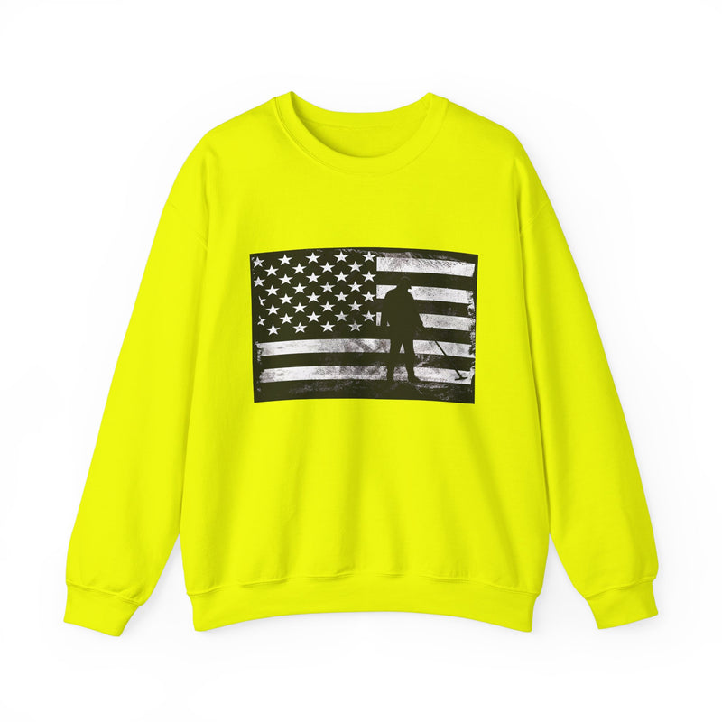 Graphic American Flag with Detectorist, Heavy Blend Crewneck Sweatshirt - sku: 12